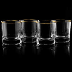 Gold-Rimmed Whiskey Tumblers Set Of 4