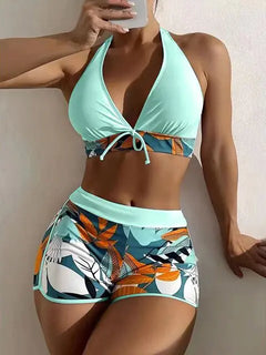 VigoBreviya 2022 Print Tied Halter Swimwear Women Sexy High Waist