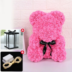 Rose Bear Artificial Flowers with LED Light Gift Box