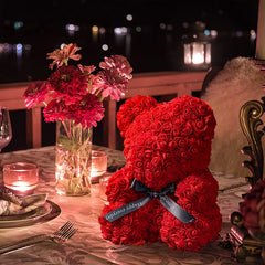 Rose Bear Artificial Flowers with LED Light Gift Box