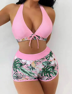 VigoBreviya 2022 Print Tied Halter Swimwear Women Sexy High Waist