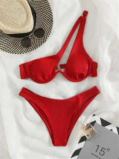 Solid Ribbed Bikini Set Chic