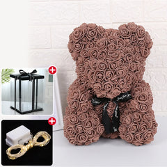 Rose Bear Artificial Flowers with LED Light Gift Box