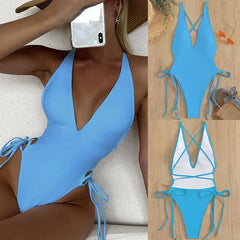 Lace-Up One-Piece: Swimwear Elegance