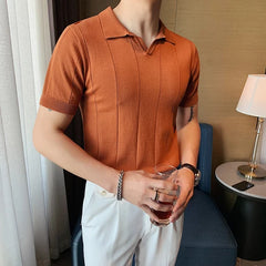 2023 High Quality Knitted Polo Shirt Men